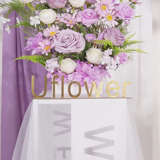 Artificial light purple Greenery Wedding Fence Flower  Video