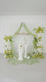 Uflower Artificial Green White Hydrangea Rose Flower Row Wedding KT Backdrop Decor SET80205