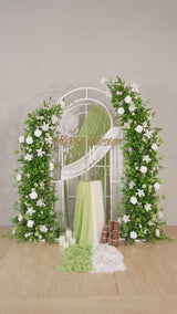 Uflower Blanc Vert Arrangement Floral Arche de Corne Accessoires de Toile de Fond de Mariage	SET80098-01