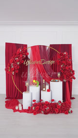 Uflower Arrangement Floral Artificiel Rouge pour Fond de Scène de Mariage KT SET80171