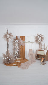 Uflower Pampas Grass Rose Wedding Floral Arrangement KT Backdrop Decor SET80163