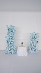 Uflower Blue Rose Orchid Pompoms Wedding Background Arch KT Board Decorative Flower SET80084