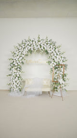 Uflower Rose blanche avec verdure Arche ronde de mariage Décoration SET80058