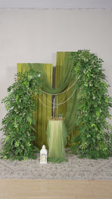 Uflower Green White Floral Horn Arch Wedding Party Backdrop Decor SET80127