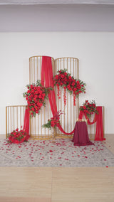 Uflower Artificial Red Wedding KT Backdrop Flower Decor SET80059