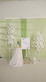 Uflower Artificial White Rose Flower Row Wedding KT Backdrop Decor SET80129