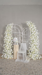 Uflower Rose blanche Arrangement floral en arc cornu Décor de toile de fond de mariage SET80162