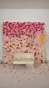 Uflower Rose Pink Gradient Flower Wall SET80046