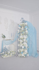 Uflower Bleu Blanc Fleur Toile de Fond de Mariage Arche Arrangement Floral SET80121