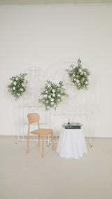 Uflower Fleurs artificielles blanches et vertes pour décor de fond de mariage KT, rangée de fleurs SET80066