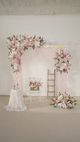 Uflower Toile de Fond de Mariage Rose Rose Feuille Verte Composition Florale SET80128