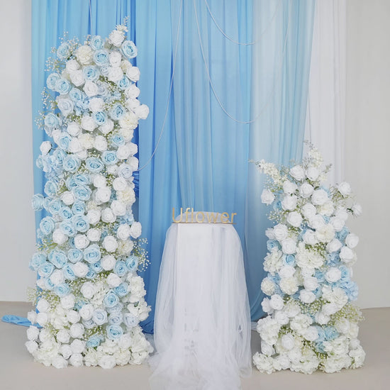 Artificial Blue White Roses Flower Arch Floor Decorate Product Video