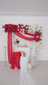 Uflower Rangée de fleurs de roses artificielles rouges et blanches Décor de fond de mariage KT SET80196