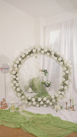 Uflower Baby's Breath Flower Arrangement Table Runner Round Arch SET80167