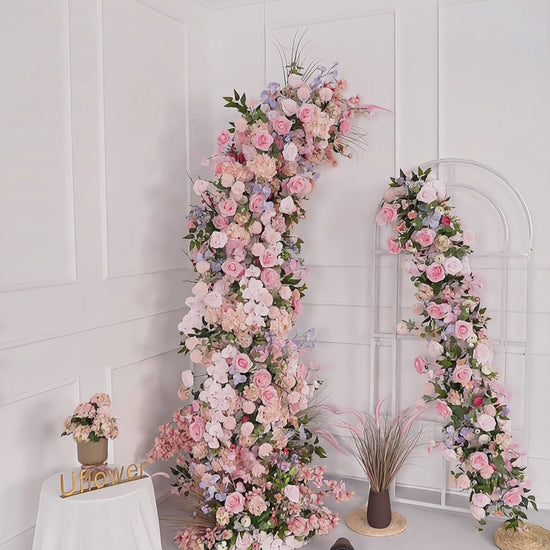 Pink Rose Wedding Horn Arch Backdrop Decor Video