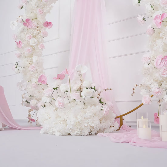 Artificial White Pink Rose Arch Flowers Set Video