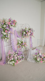 Uflower Artificial Purple Pink Wedding KT Backdrop Flower Row Decor SET80077