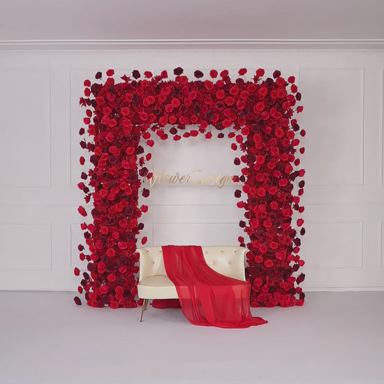Artificial Flower Arch 5D Red Burgundy Roses Wedding Decor Video