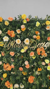 Uflower Autumn Orange Yellow Flower Wall Fall Wedding Party Event Decor SET80198