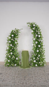 Uflower Outdoor Wedding Backdrop Horn Arch Decor Green Leaves Floral Arrangement SET80098