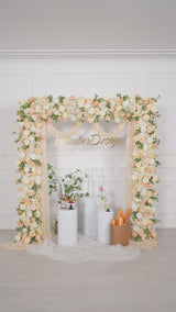 Uflower Champagne Rose Floral Square Arch Wedding Party Backdrop Decoration SET80173