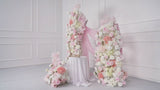 Artificial White Pink Rose Wedding KT Background Board Decor Flower Row Video