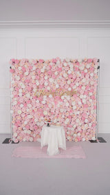 Uflower Artificial Pink Rose Wall Wedding Backdrop Decor SET80070