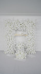 Uflower Artificial White Rose Flower Arrangement Wedding Backdrop Decor Props SET80052-01