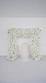 Uflower White Rose Flower Row Wedding Background Frame Arch SET80079