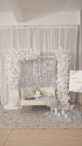 Uflower Rangée de fleurs de cerisier blanches Toile de fond de mariage KT Décoration SET80166