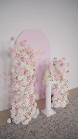 Uflower Rose rose Orchidée Pompons Fond de mariage Arche KT Planche Fleur décorative SET80085