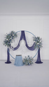 Uflower Artificial Gris Bleu Mariage KT Toile de Fond Rangée de Fleurs Décor SET80072