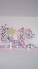 Uflower Purple Blue Rose Wedding Background Arch KT Board Decoration Flower Arrangement SET80105