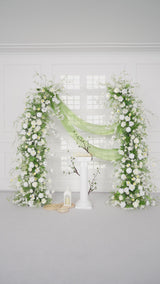 Uflower Green White Floral Horn Arch Wedding Party Backdrop Decor SET80127