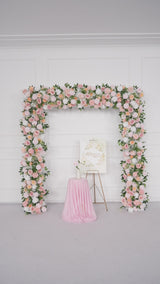 Arche carrée de fleurs de roses blanches et roses Uflower, toile de fond pour mariage et fête, décoration SET80117