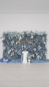 Uflower Flower Wall Mist-Blue Leaves Floral Backdrop Wedding Party Proposal Decor SET80182