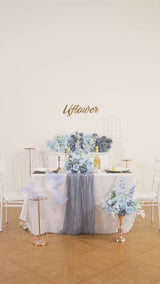Uflower Smog-Blue Flower Row Decor KT Board Wedding Arrangement Props SET80178