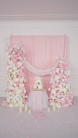 Uflower Artificiel Rose Blanc Mariage KT Fond Floral Décoration Rangée SET80126