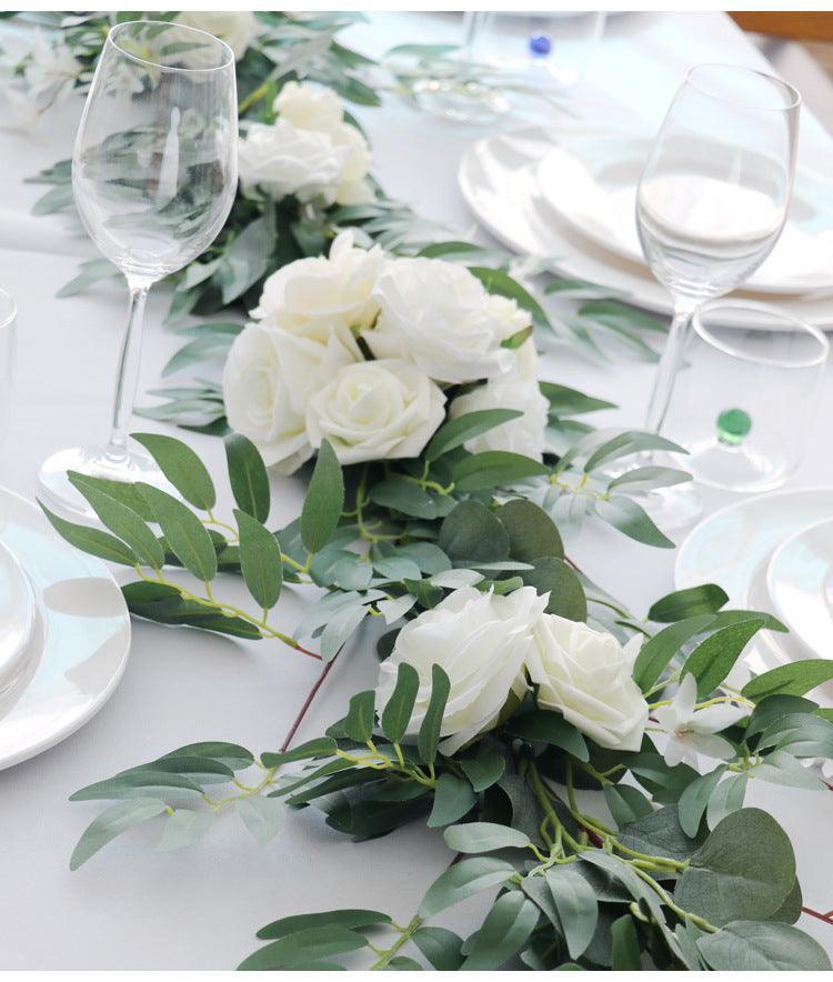 Table Flower Garland in white & Sage - Uflower
