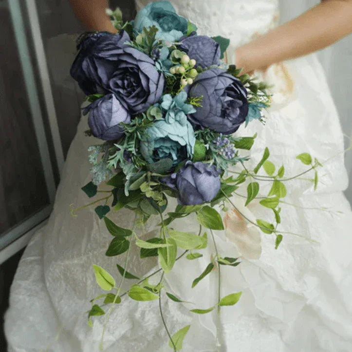 Cascade Bridal Bouquet in Retro Blue - Uflower