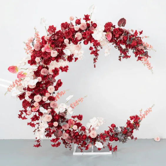 Artificial red moon shaped arch wedding background decoration - Uflower