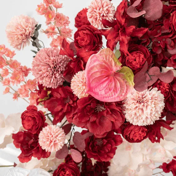 Artificial red moon shaped arch wedding background decoration - Uflower