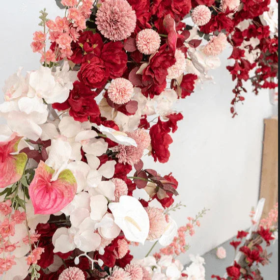 Artificial red moon shaped arch wedding background decoration - Uflower