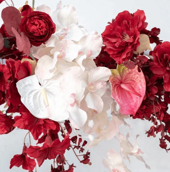 Artificial red moon shaped arch wedding background decoration - Uflower