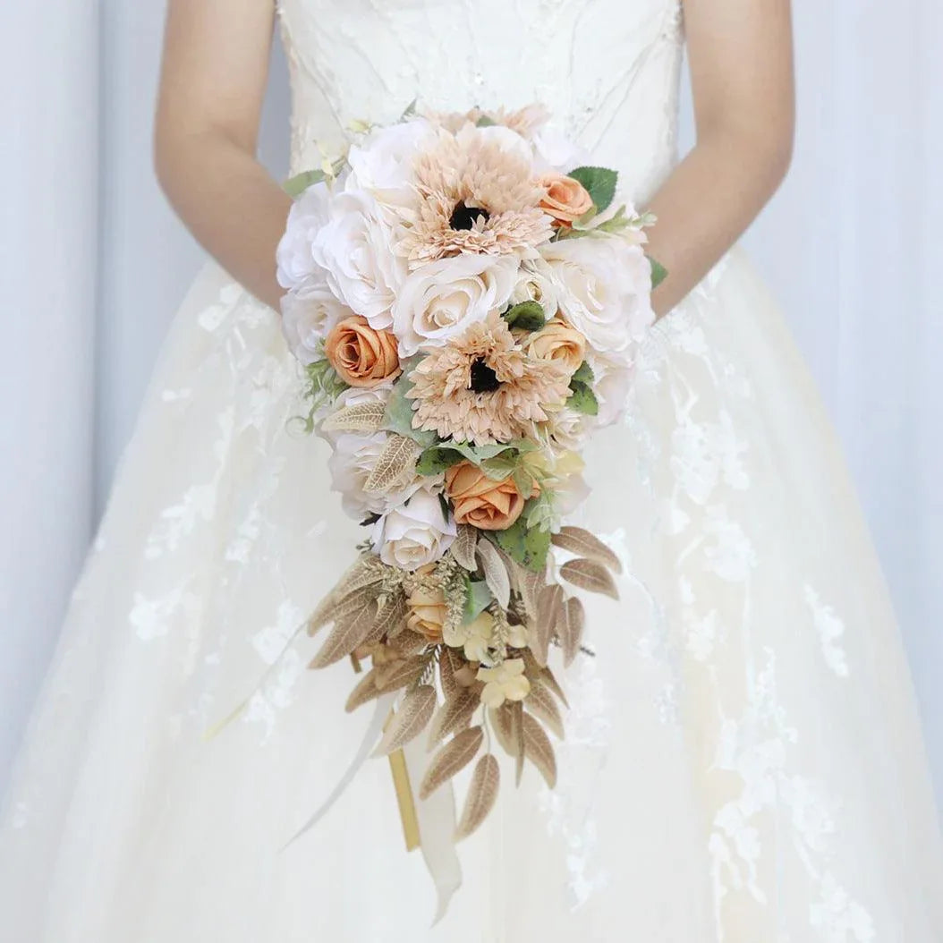 Cascade Bridal Bouquet in Cream - Uflower