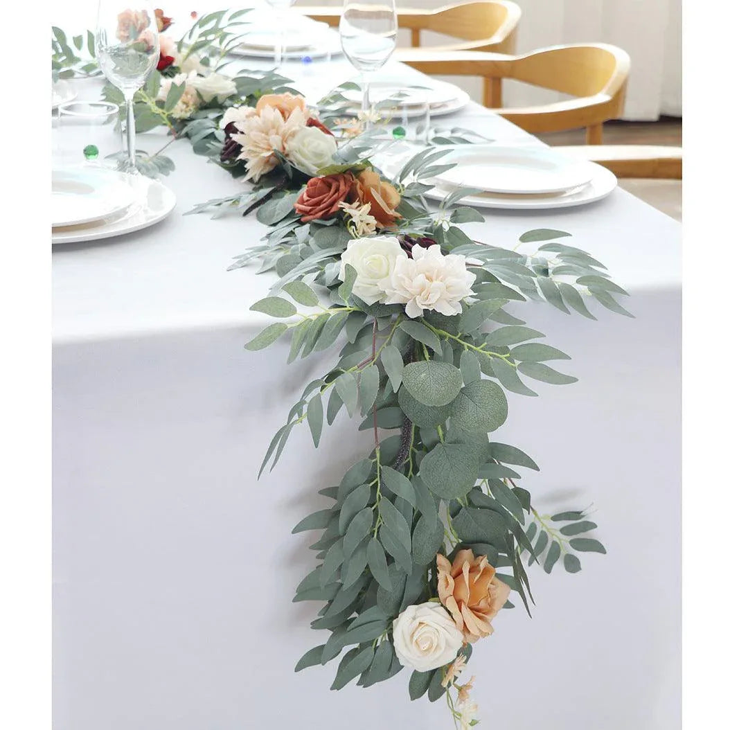 Table Flower Garland in Orange & Sage - Uflower