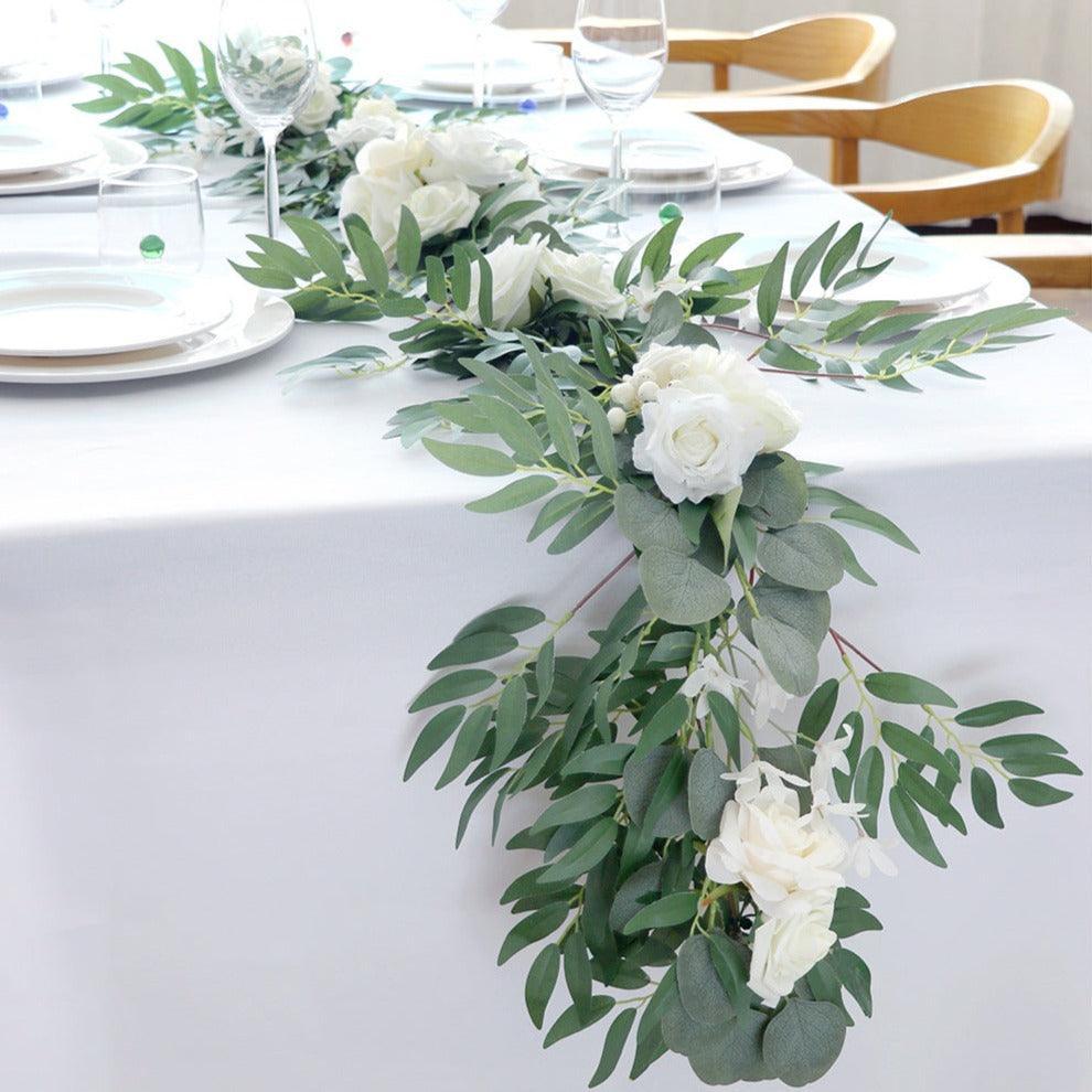 Table Flower Garland in white & Sage - Uflower