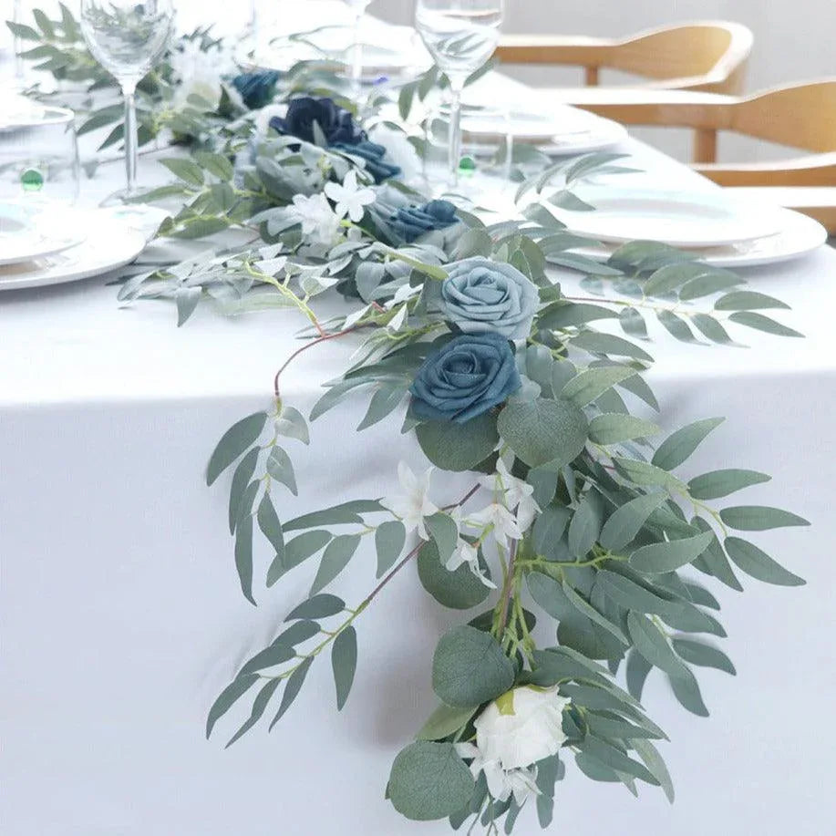Table Flower Garland in Blue & Sage - Uflower