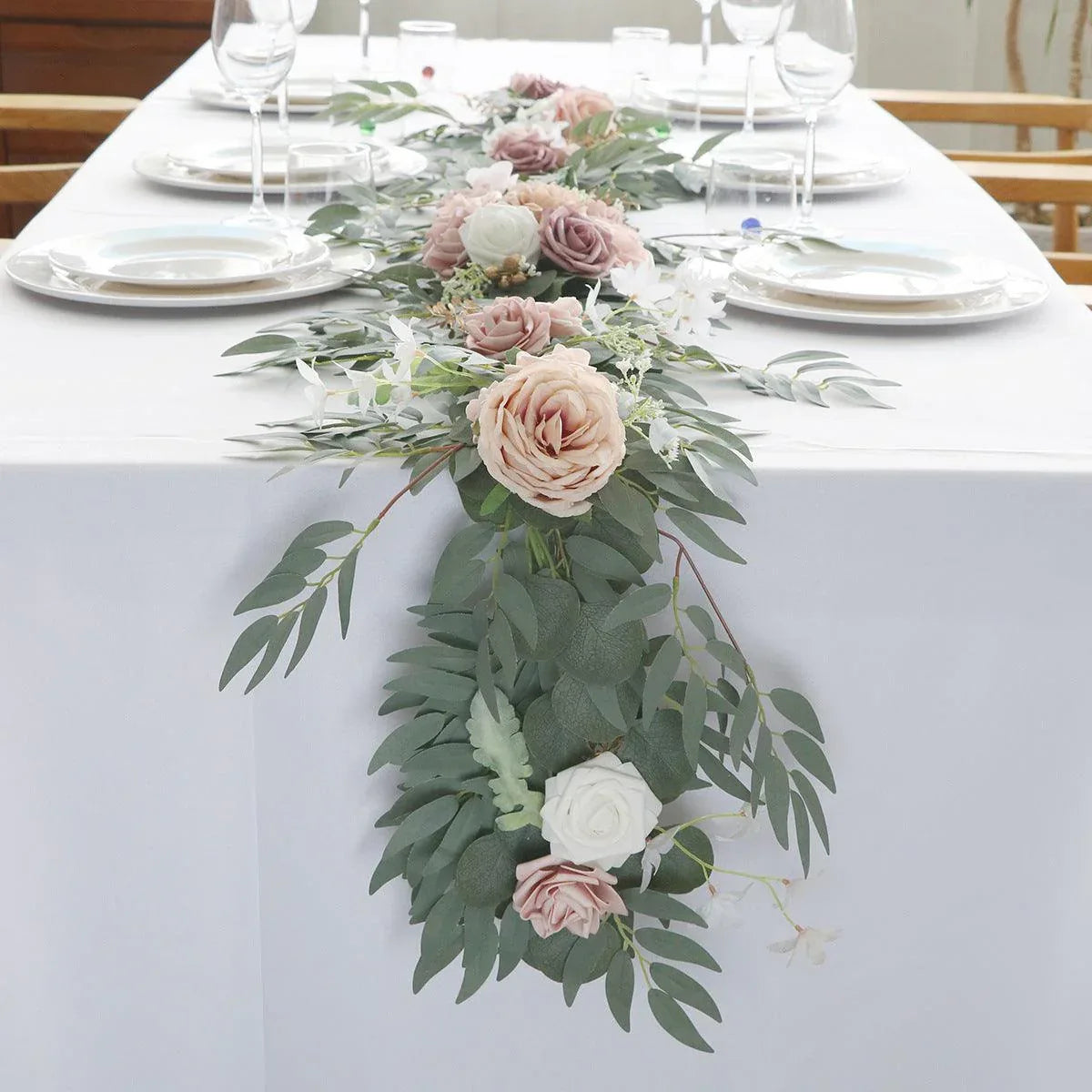 Table Flower Garland in Pink & Sage - Uflower