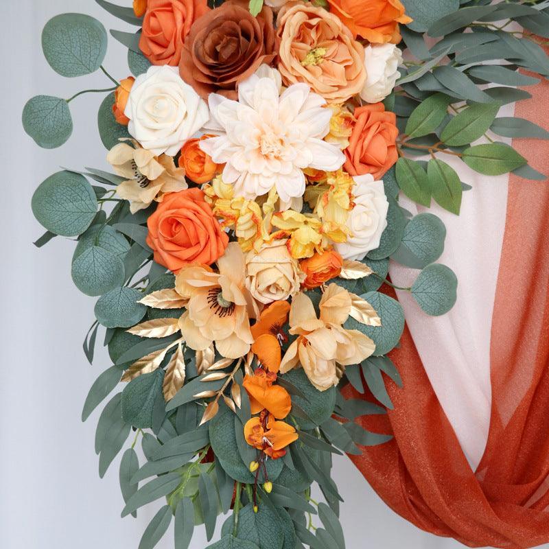 Wedding Arch Flowers Decor with Champagne Orange - Uflower